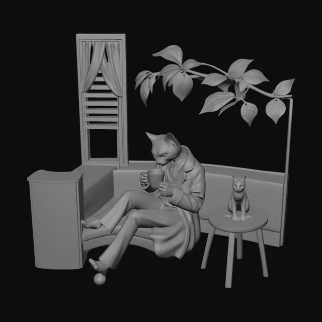 3D model for Tea Time with a Gray Gentleman