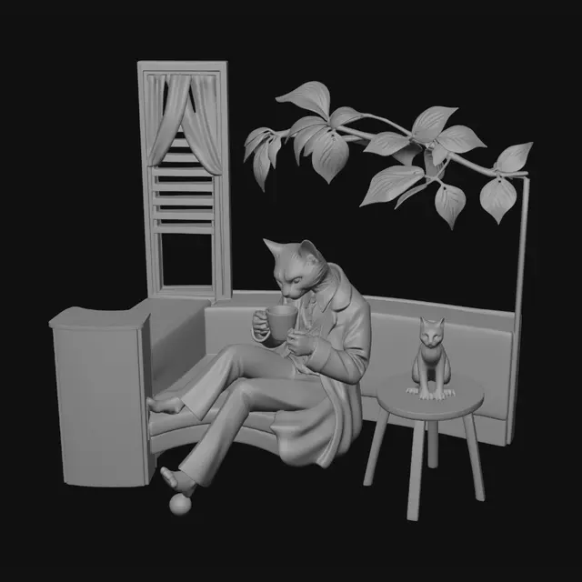 3D model for Tea Time with a Gray Gentleman