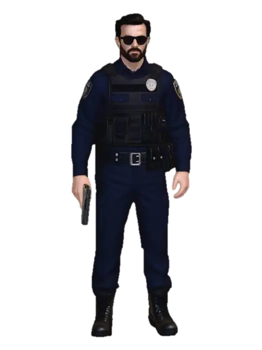 Modello 3D Rugged cop, generato dall’IA