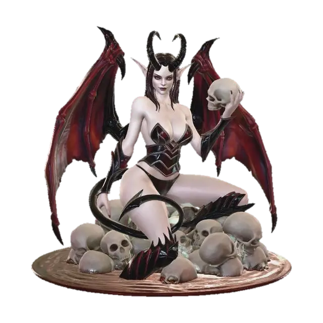 Crimson Queen of Skulls - Succubus 3D model, vytvořený pomocí AI