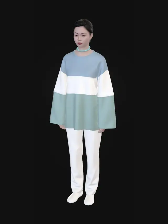 3D model for Pastel Colorblock Tunic