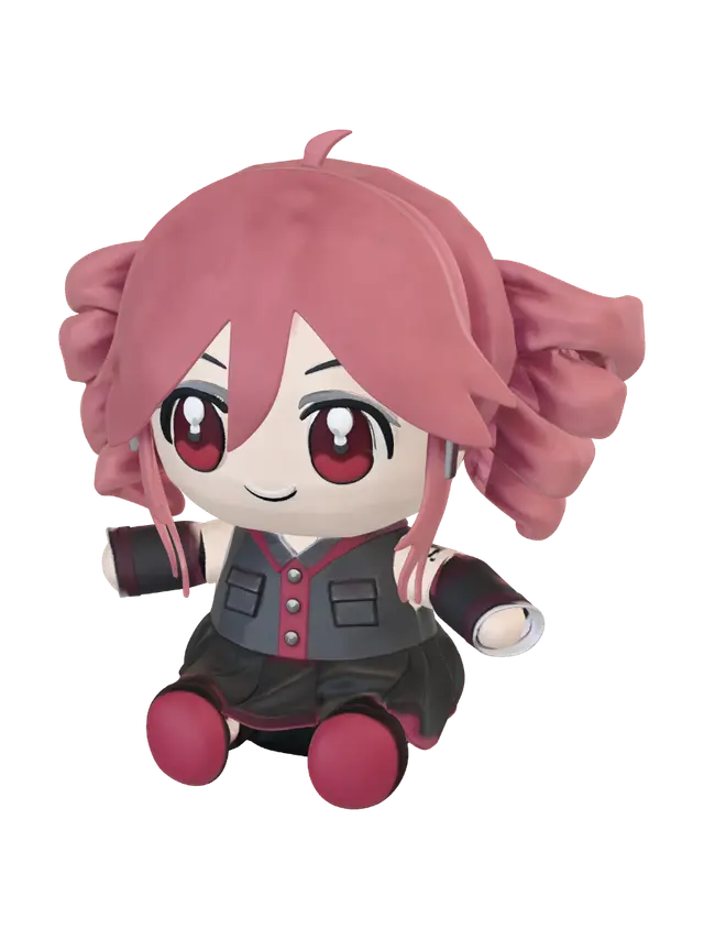 Crimson Chibi Schoolgirl Plush - Teto 3D model, vytvořený pomocí AI