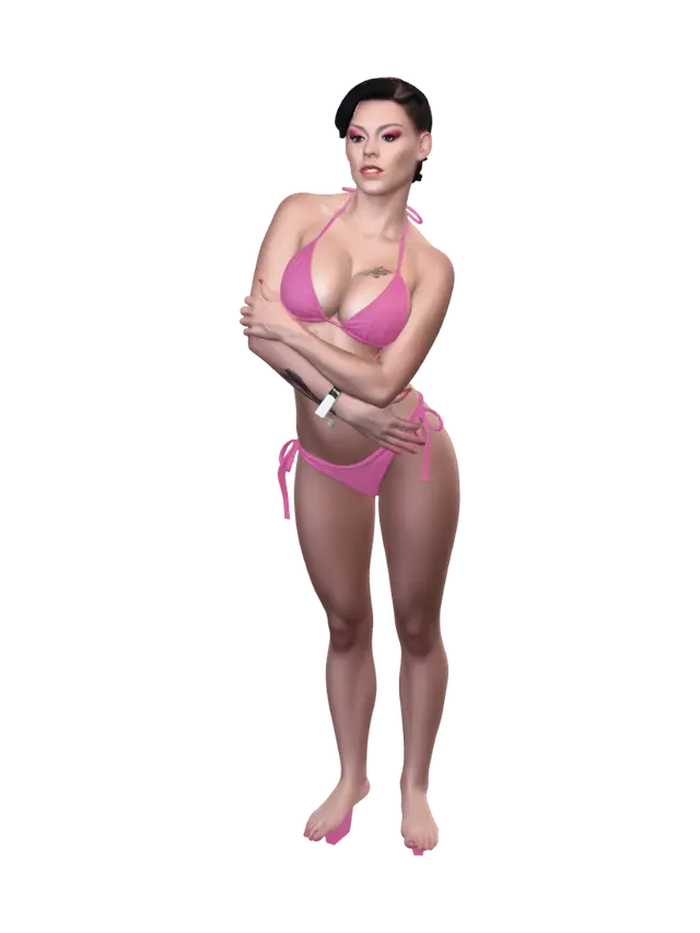 Pink Bikini Glamour - Sunbathing-3D-modell, genererad av AI
