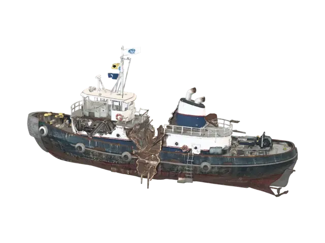 melted boat - Harbor 3D model, vytvořený pomocí AI