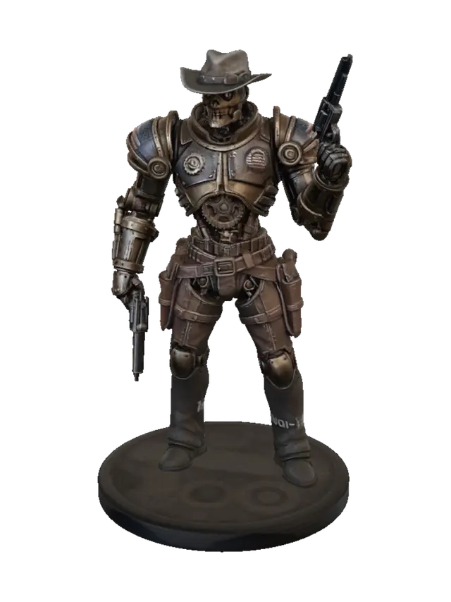 Gunslinger Skeleton - Shooter 3D model, vytvořený pomocí AI