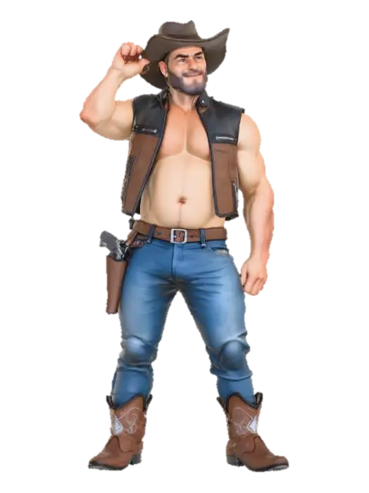 Cowboy Pose - Wildwest 3D model, vytvořený pomocí AI