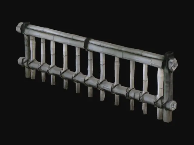 3D model for Rope-Tied Bamboo Barrier　kinkakujigaki