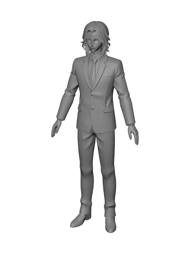 3D model for Anime Gentleman in a Navy Suit