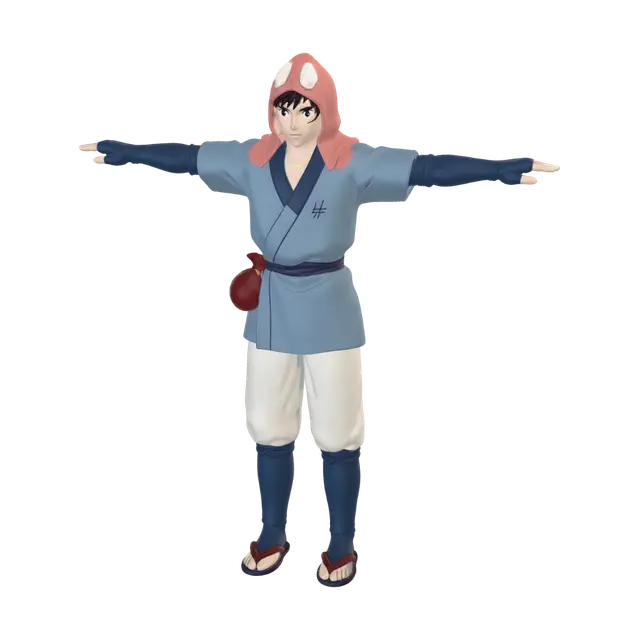 3D model for Blue Hooded Warrior