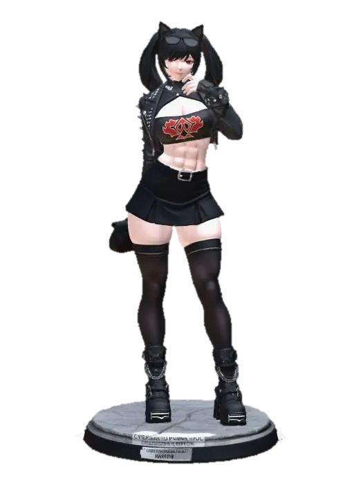 Cybernetic Punk Idol 3D model, vytvořený pomocí AI
