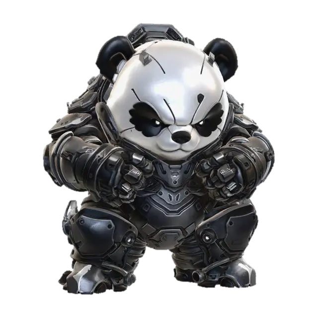 Mecha Panda - Train 3D model, vytvořený pomocí AI