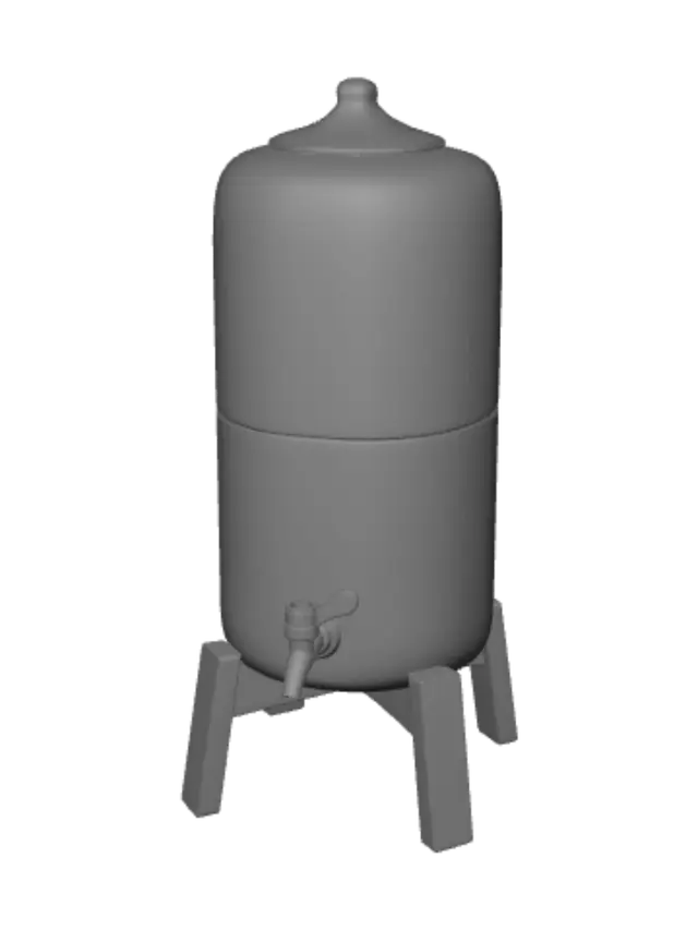 3D model for Orange beverage urn on a wooden stand