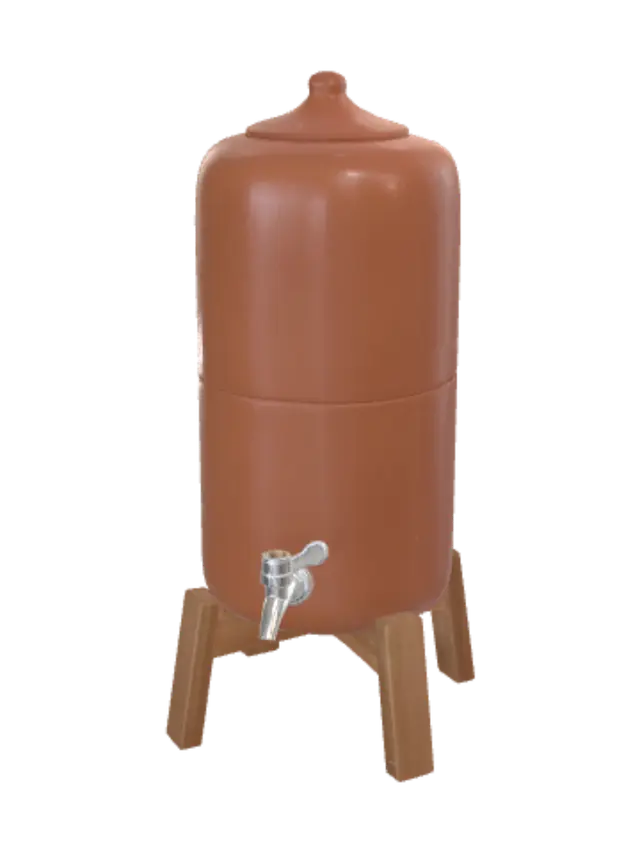 3D model for Orange beverage urn on a wooden stand