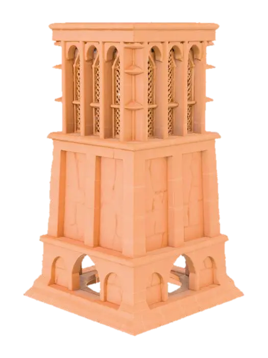 Desert Tower Illusion 3D model, vytvořený pomocí AI