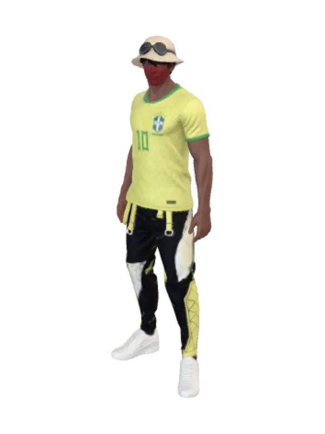 3D model for Masked Brazil Footballer in Neon Kit
