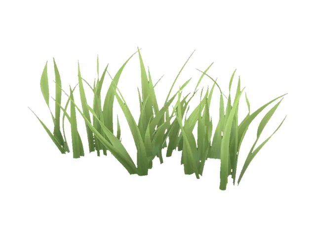 fantasy, low poly texture, grouping of 5 total individual blades of grass. 3D model, AI generated