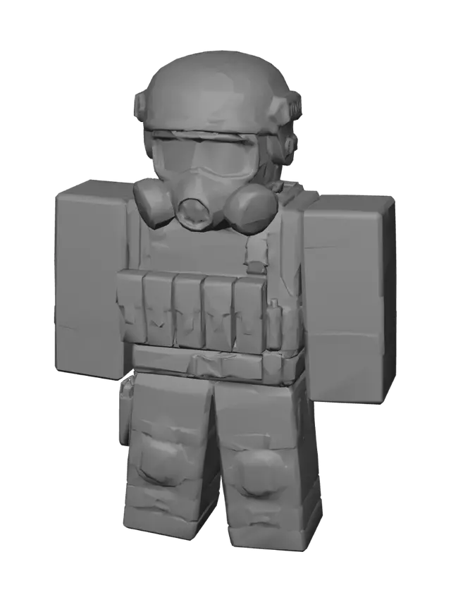 3D model for Gas Mask Soldier with Camouflage Gear