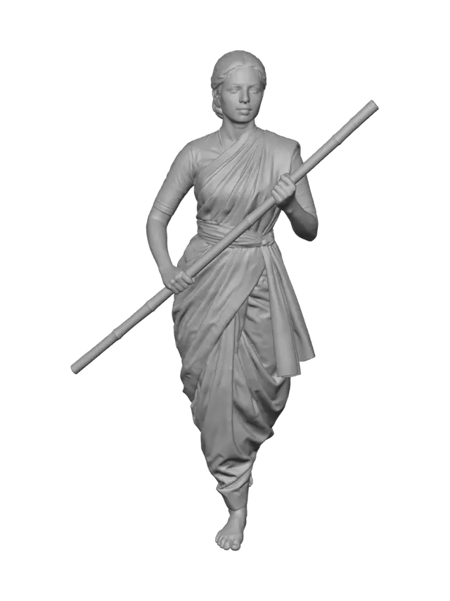 3D model for Bamboo Warrior in a White Sari