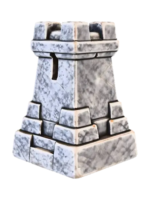 Stone Rook - Tactics 3D model, vytvořený pomocí AI