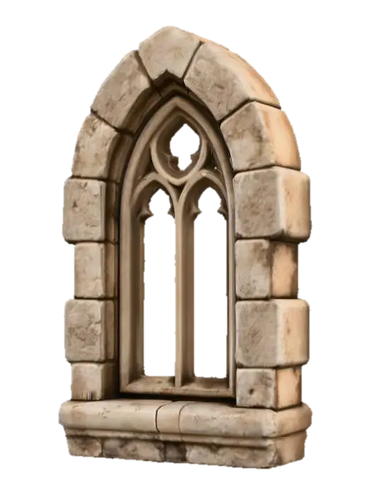 Stone Arch Window 3D-model, gegenereerd door AI