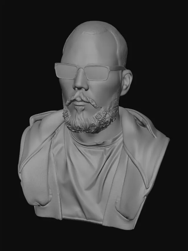 3D model for Close-Up Portrait with Blue Glasses