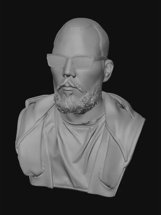 3D model for Close-Up Portrait with Blue Glasses