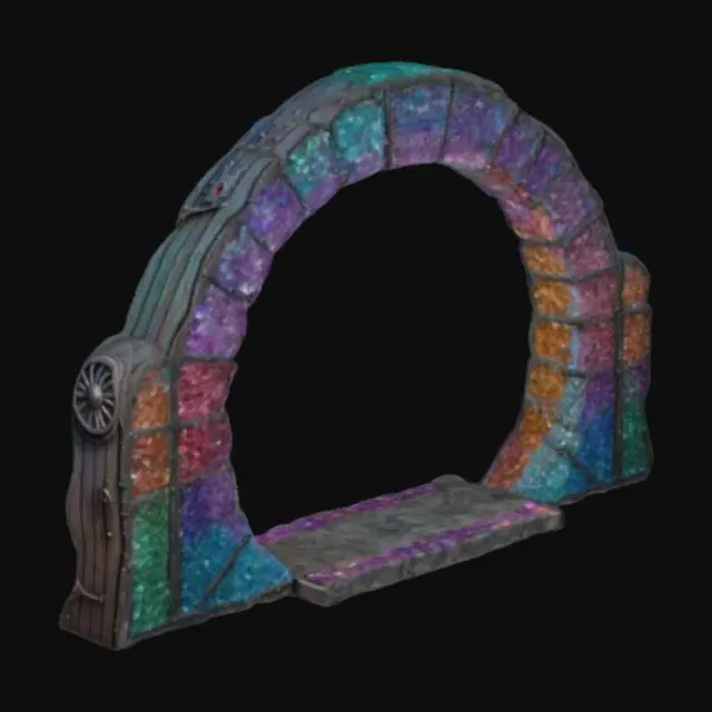 3D model for empalizada circular de cristales de colores, con entrada sin puerta.tipo medieval fantastico. alta calidad