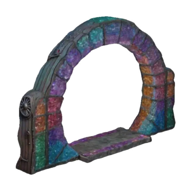 3D model for empalizada circular de cristales de colores, con entrada sin puerta.tipo medieval fantastico. alta calidad