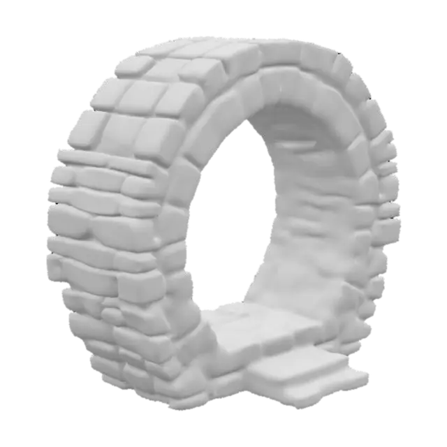 3D model for empalizada circular de piedra y lava, con entrada sin puerta.tipo medieval
