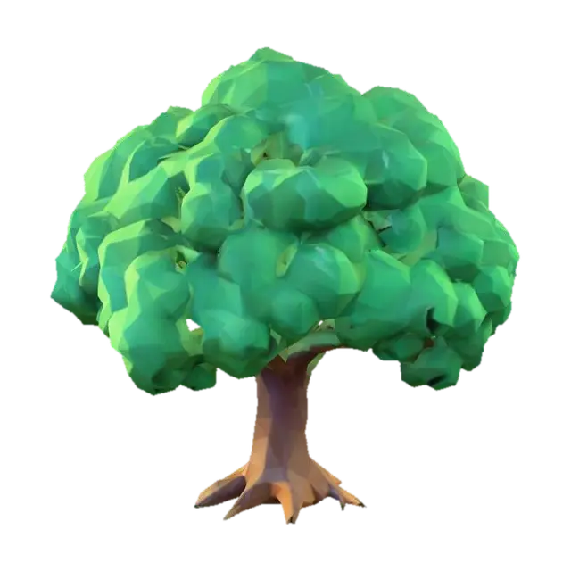low poly cute Tree - Geometry 3D model, vytvořený pomocí AI