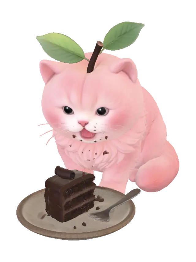 peach kitty - Catlike 3D model, vytvořený pomocí AI