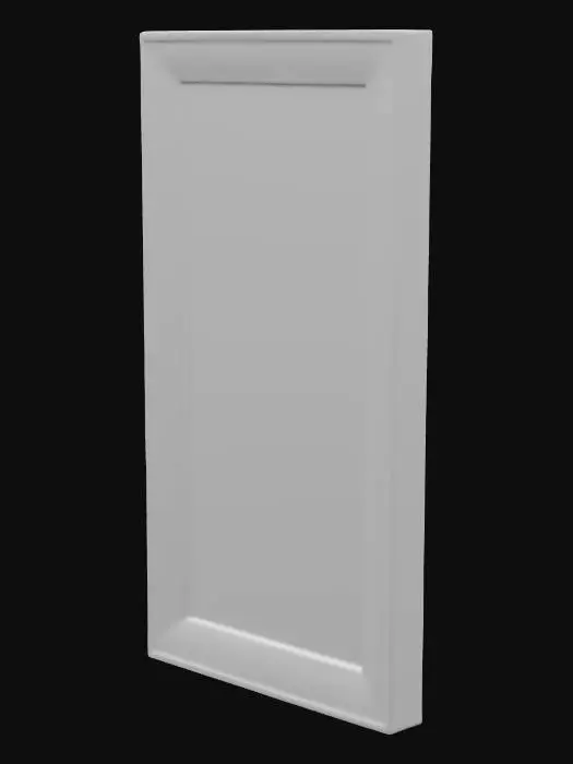 3D model for A rectangular wall picture frame, designed for portrait orientation, crafted from smoothly finished dark wood. The frame possesses a flat, wide profile with slightly beveled inner edges, revealing a subtle grain pattern. Its deep, rich brown color has a polished sheen, giving it a refined and classic appearance, while the sturdy construction suggests a substantial weight and firm tactile quality.