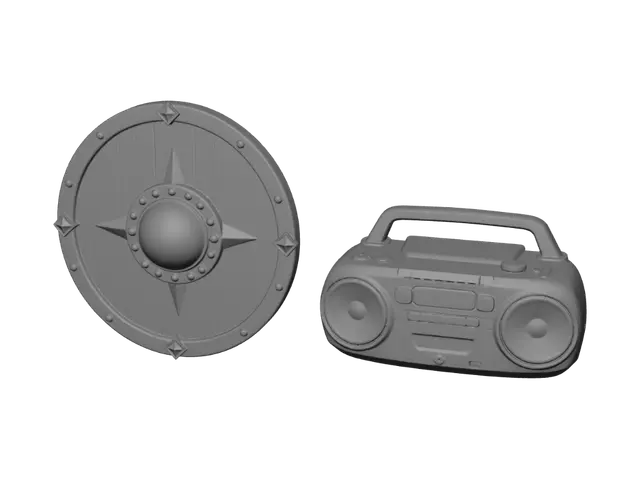 3D model for Medieval Shield and Modern Boombox