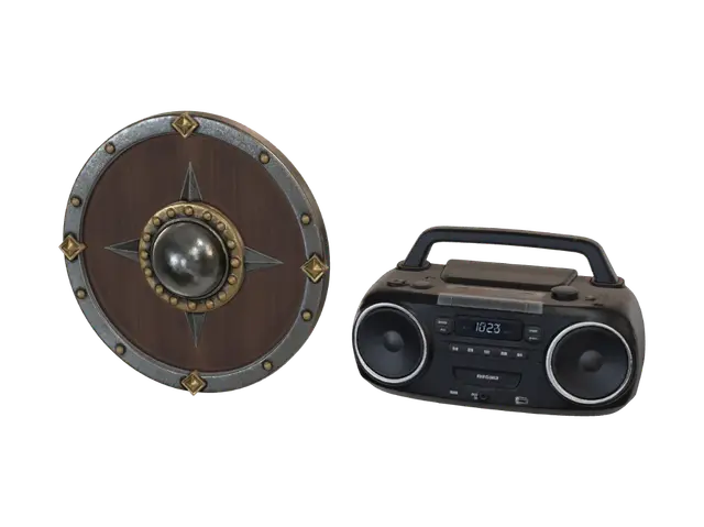 3D model for Medieval Shield and Modern Boombox