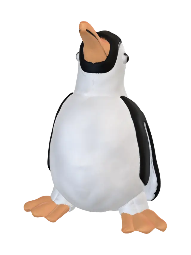 Penguin Plush on the Desk 3D model, vytvořený pomocí AI