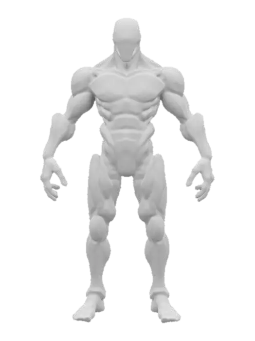 3D model for A sleek, asymmetrical biomechanical warrior with intertwined bone-like structures and thin membranes. Its elongated limbs, sharp edges, and perforated details create a fusion of organic and mechanical aesthetics, giving it a powerful and futuristic look.