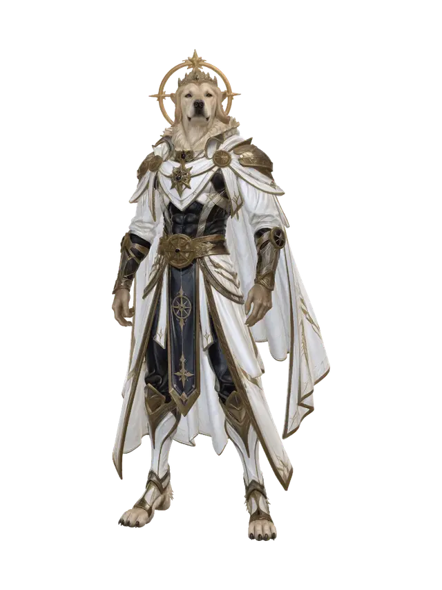 Haloed Golden Paladin - Mounted 3D model, vytvořený pomocí AI