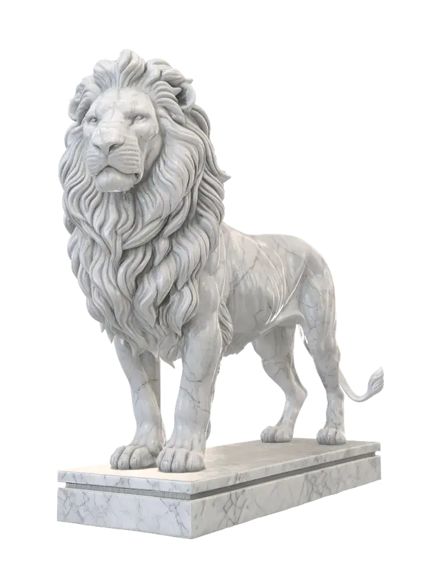 Modelo 3D de Marble Lion on a Pedestal - Carving, gerado por IA