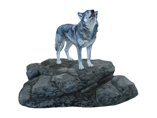 Moonlit Blue Wolf - Wolfart 3D model, vytvořený pomocí AI