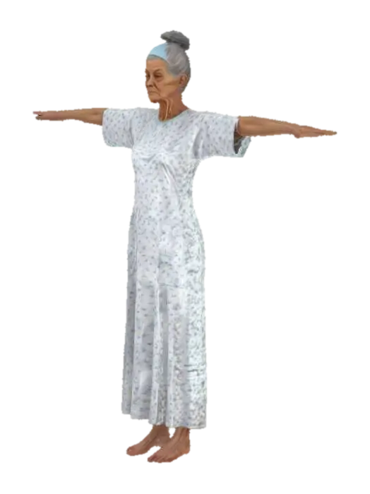 Old Nursing-Home Patient Female, in T-Position, 4K High Detailed - Grandma 3D model, vytvořený pomocí AI
