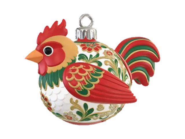 Colorful Ornate Rooster Ornament - Fowl 3D model, vytvořený pomocí AI