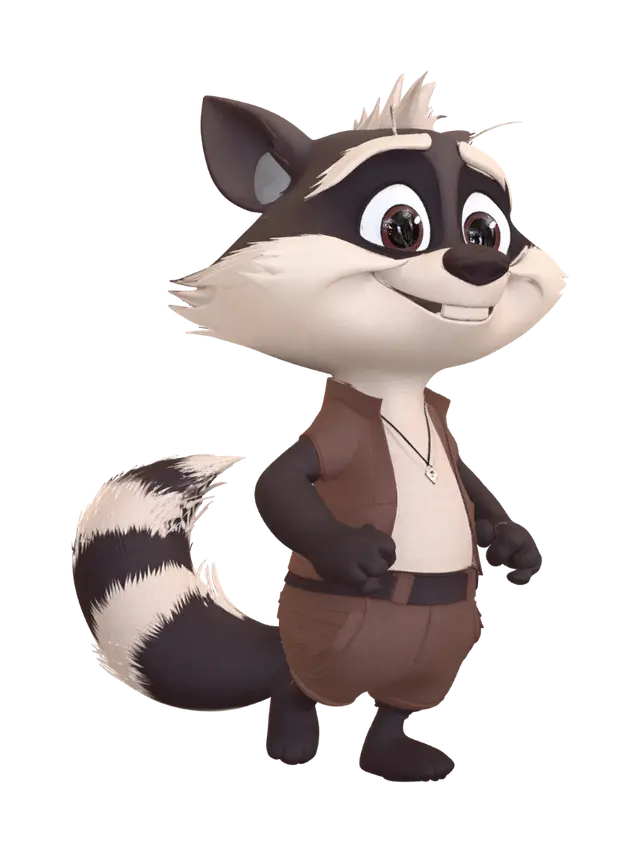 Rascal Raccoon 3D model, vytvořený pomocí AI