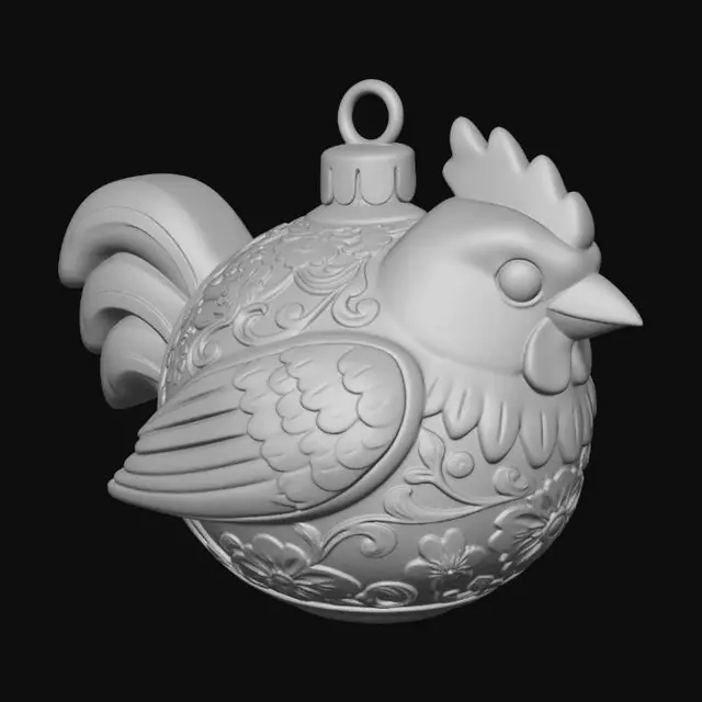 3D model for Ornate Rooster Ornament