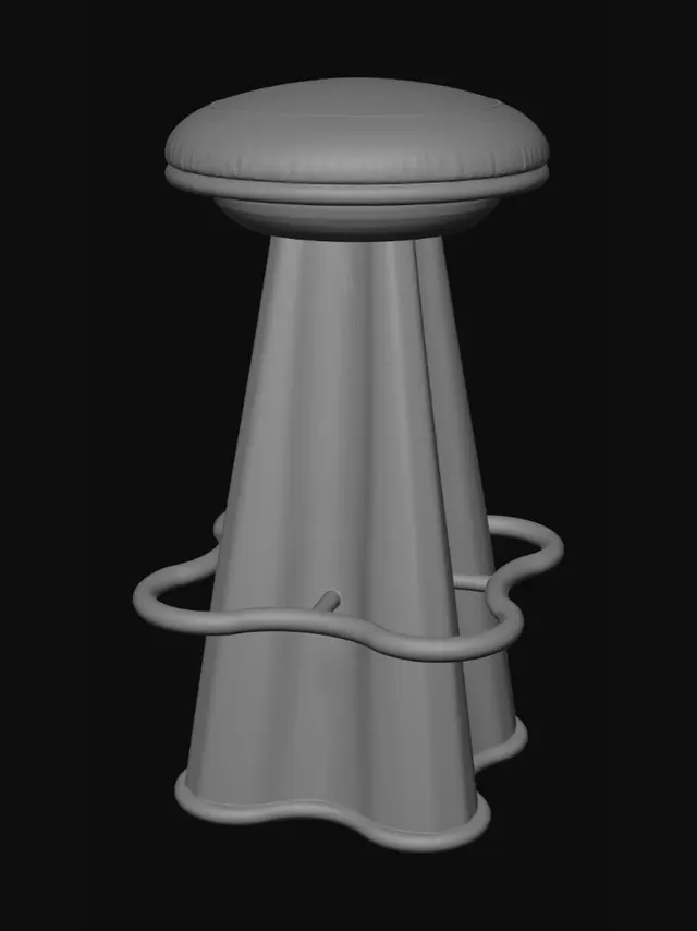 3D model for Teal Cushioned Cone Stool