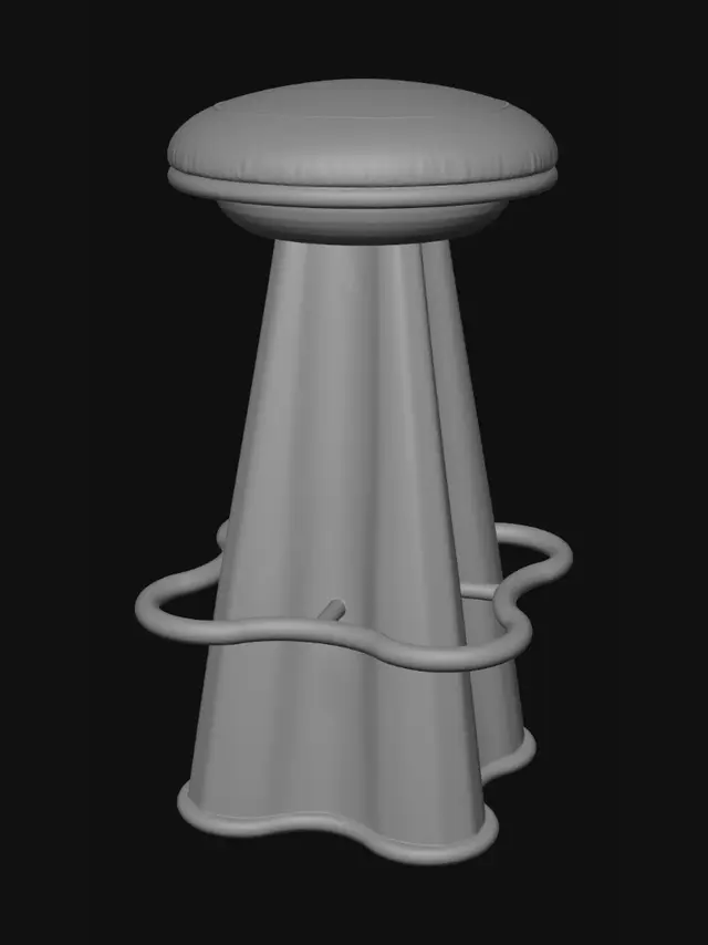 3D model for Teal Cushioned Cone Stool
