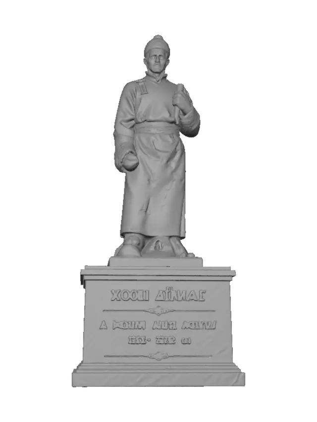 3D model for Bronze statue of a Mongolian man in traditional attire