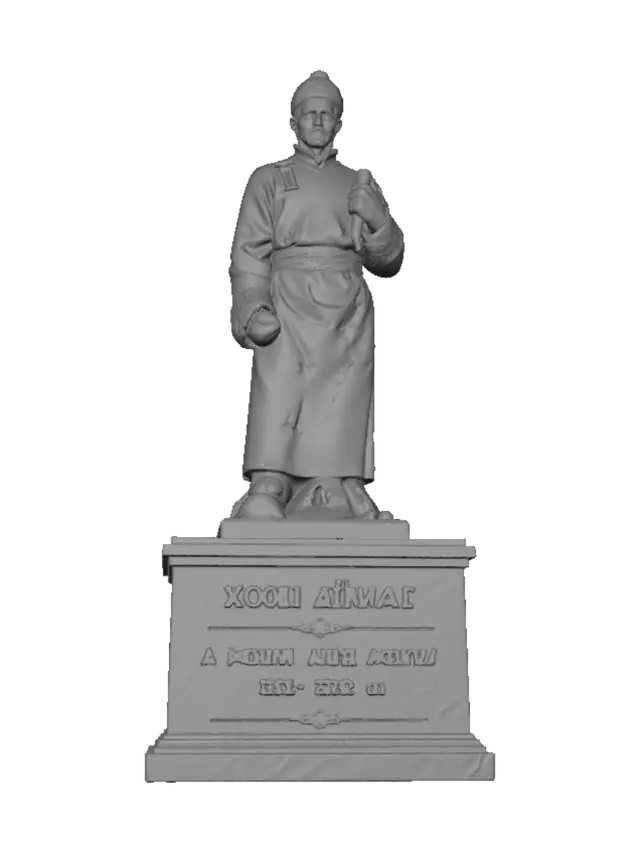 3D model for Bronze statue of a Mongolian man in traditional attire