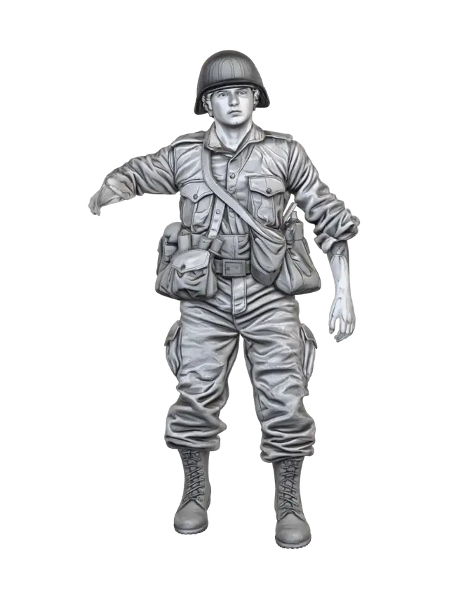 Fallen U.S WW2 Soldier 3D model, vytvořený pomocí AI