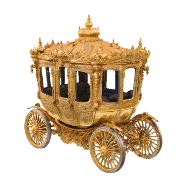 Golden Coach Carriage. 3D model, vytvořený pomocí AI