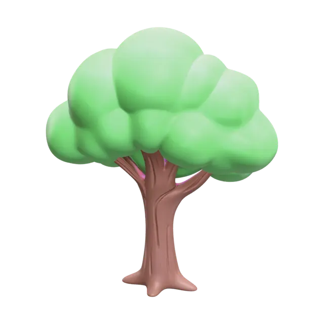 Stylized Cartoon Tree 3D model, vytvořený pomocí AI